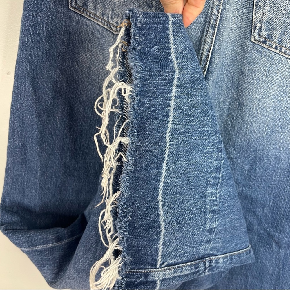 Frame Denim Mosaic High Waist Raw Hem Flare Leg Jeans Double Button Fly Size 25 - Picture 7 of 16